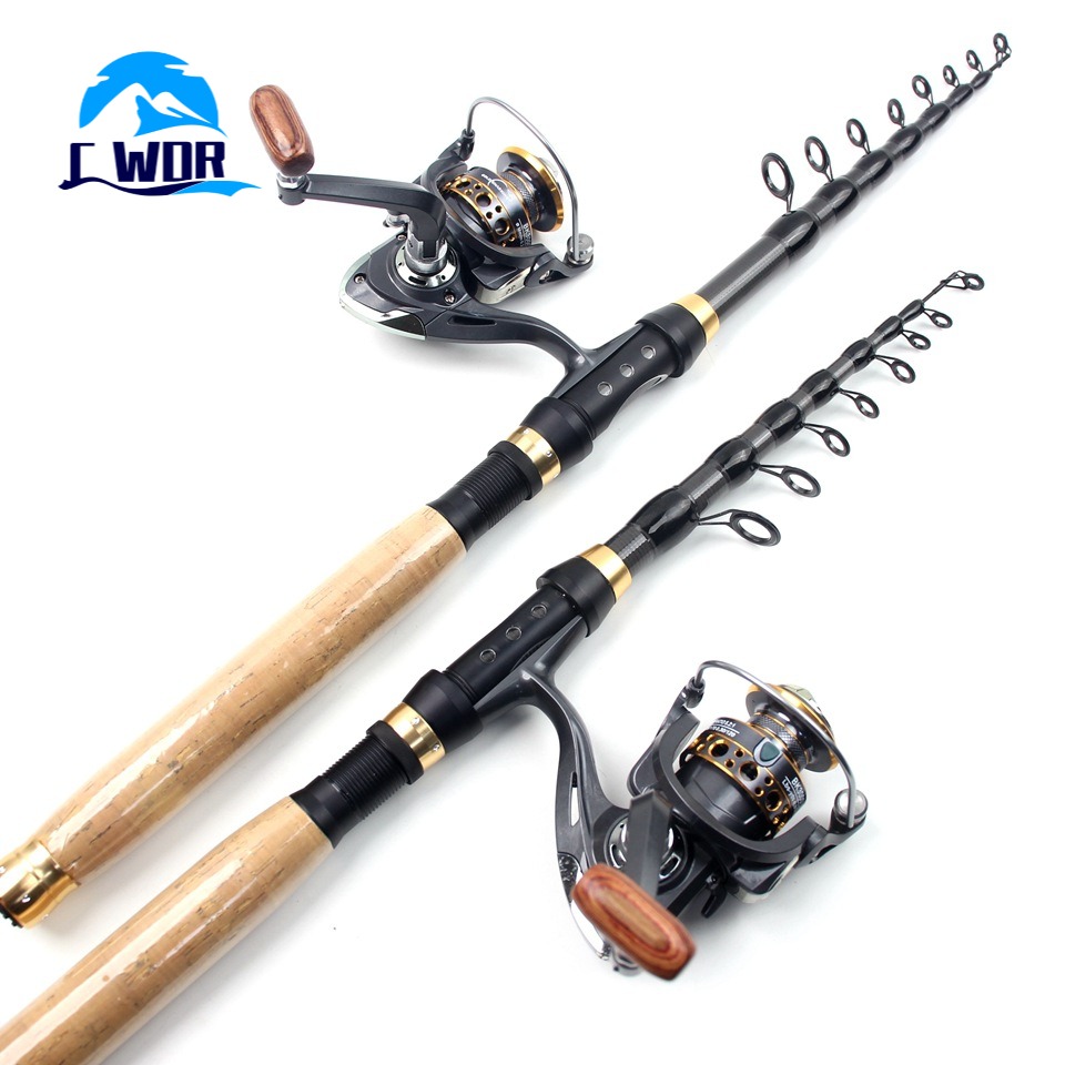Fishing Rod Travel - 超短いポータブル伸縮式釣り竿とスピニングリールコンボ、海釣り、淡水釣り、海水釣り、旅行、ボート、海岸、ルアーロッド用
