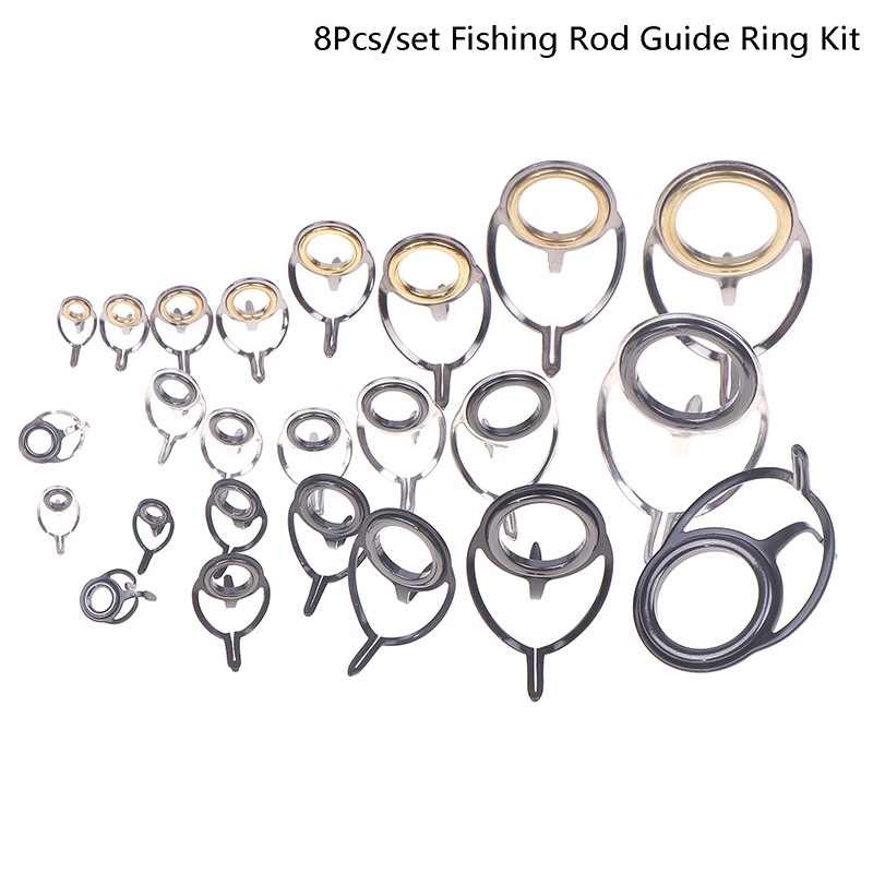 8個入り釣り道具ステンレス鋼修理キットセット釣り竿ガイドリン - Fishing Rod Tip Replacement のレビューと価格