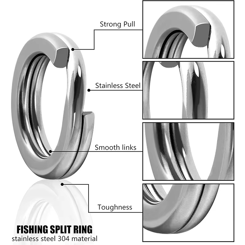 5 サイズステンレス鋼釣り用スプリットリング高強度大引張力ル - Fishing Rod Case のレビューと価格