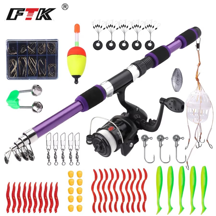 FTK 1.8M ポータブルスピニングフィッシングロッドリー - Fishing Rod Combo のレビューと価格